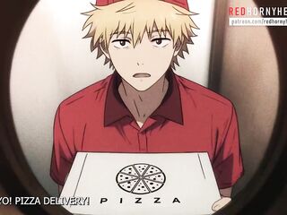 Delivery chap bangs Makima after shower. Chainsaw guy 2D animation