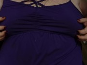 BBW trans fingers her nipples to orgasm through her sexy summer dress