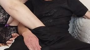 Mother-in-law gives a deep and high-quality blowjob before my cumshot in her mouth