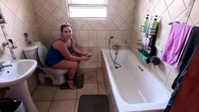 Reverse blumpkin toilet blowjob, cumshot on outfit
