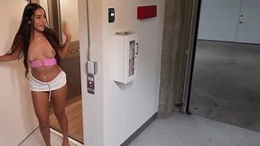 Fucked & Impregnated My Cute Slim Brunette Neighbor In the Elevator