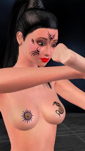 Key moment from "An animated cartoon porn video of a beautiful Indian girl giving sexy poses and masturbating using banana"