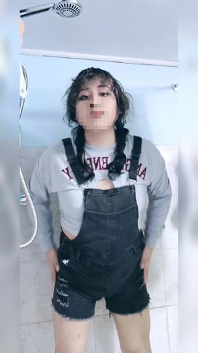 Girl with surprise dancing while waiting for her friends off this planet