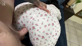 ebony step sister gets used through a hole in her pyjamas