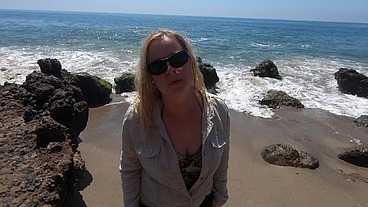 Fucking doggystyle on a public beach (POV) - Erin Electra