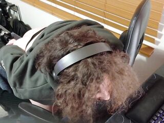 Caged Trans Sissy Femboy uses screw machine