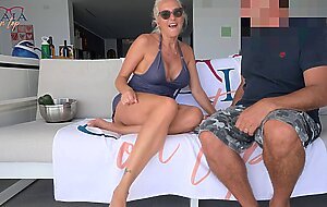 Milf Fucks Gardener with Cucumber, Pissing, and Gets Anal Creampie