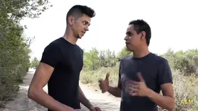 Hot running Spanish girl gets double-fucked by two friends with big cocks