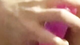 Turned On women getting a double sided vibrator and a plug tail on her asshole after office
