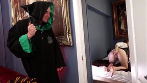 Auburn beauty gets wild anal and blowjob action at Hogwarts