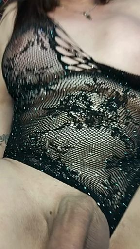 Transgender milf  jerking off for a stranger on videocall