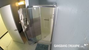 5 girls fucked after porn shoot in shower