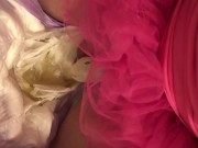 Open diaper sissy chastity pee