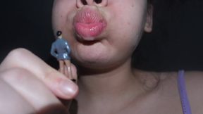 Giantess Stepsister inflates her face like a balloon then blows her bad breath on tiny stepbrother