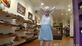 Blonde Gangbang Fucked In Shoe Shop