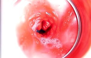 Camera inside pussy: big cumshot in pussy! best internal asmr in 4k