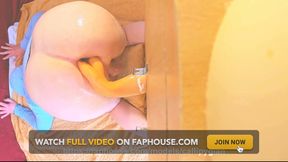Riding a 20 Inch Dildo Fist Balls Deep Until Leaking Lube and Starts Farting
