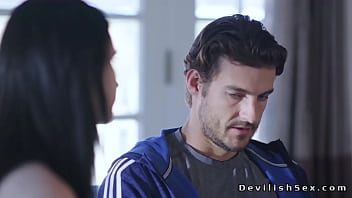 Dark haired teen athlete seduces and fucks coach