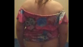 Toby The crossdresser in a dress sucking a dildo