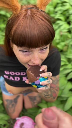 Naughty Bunny in the Wild!cum on Egg