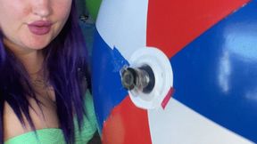 Val play with big beachball and b2p blue balloon