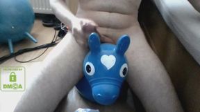 cum on blue rody inflatable hopper toy