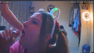 BBW Cheating Blowjob Nearly Caught (boyfriend knocks on)