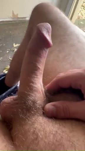 Stroking My Cock in the Garage Ends in Huge Cumshot, One Week Buildup