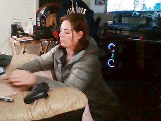 Heather Kane Milks in College Dorm wearing Gray Northface!