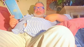 Fat English professor gets naked and shows his fat ass and cums