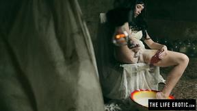 ”Horny step mom shaves & squirts to orgasm while held in a basement.”