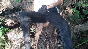 Risky Female Masturbation in Clothes Outdoors in the Forest - Lesbian-candys