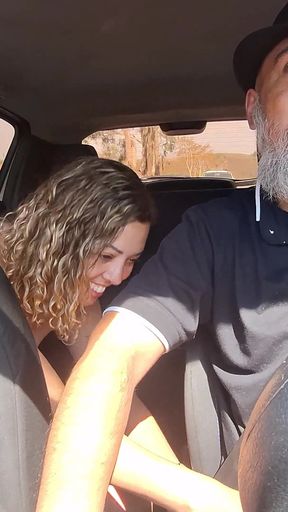 Naked Passenger in Uber Ride Gets Blowjobs and Also Gives Head.