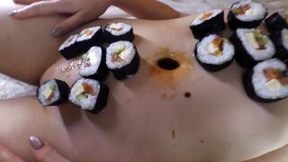 Nyotaimori (女 小 盛 り serving on a Womans Body) is a