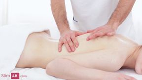The beauty's massage ends with deep anal sex