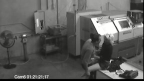 Co workers masturbating in horny office warehouse