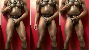 black fetish muscle smoke wank & cum scenes