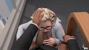 Busty secretary blows and rides black boss's big cock