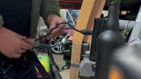 30cm vibrating silicone urethral insertion in garage deep fucking cumshot alone