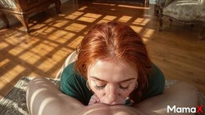 my pregnant stepsister lost control from lust, obediently swallowing my hot cum after a wild and deep fuck on the floor [ai]