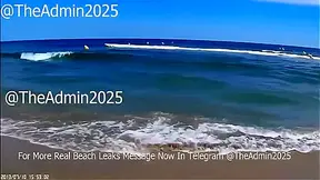 Older People Walk Around The Beach Completely
