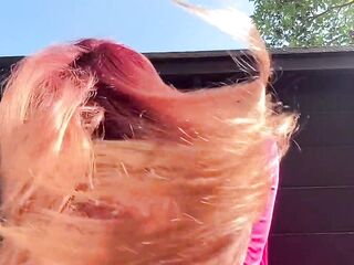 European Stepmom Artemisia Love Outside hair fetish slow mo