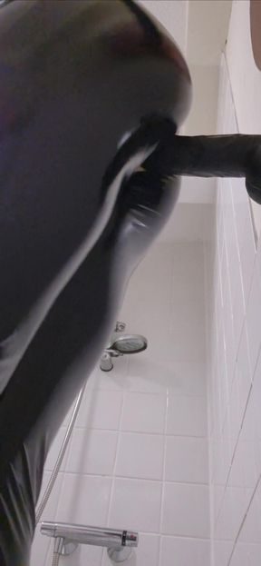 Sissy BBC Dildo In Latex   Clip 1