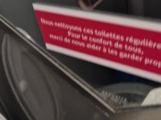 Cute twink sitting next to me on the train gets me hard so I jerk off in the toilet