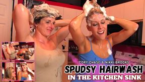 Cory Chase & Nikki Brooks Wash Their Hair In The Sink 1080 HD