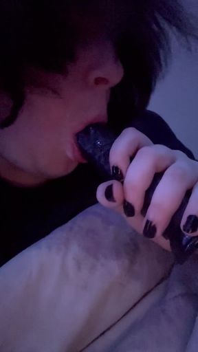 Sucking My Dildo Getting It Nice and Wet