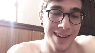 Nerdy chum and his blonde boyfriend are blowing one another