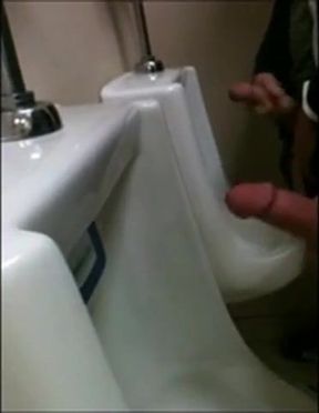 Outdoor Wank Session for Two Slim Dicks at the Urinals