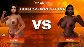 Topless female pro wrestling: Zalina challenges Nicole to face the champion HD