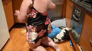 Crazy Chubby MILF Mom Fucks Pussy with Vegetable After Getting High